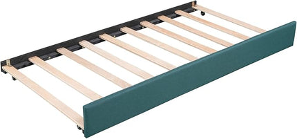 L-Shaped Upholstered Twin Size Daybed with Storage Drawer and Trundle, Twin Size Double Platform Beds Corner Bed Daybed for Kids, Green - LeafyLoom
