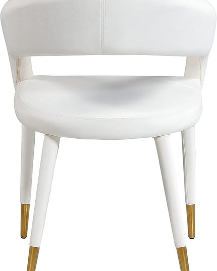 Meridian Furniture Destiny Collection Modern | Contemporary Velvet Upholstered Rounded Back Dining Chair, 23" W x 23" D x 31.5" H, Cream - LeafyLoom