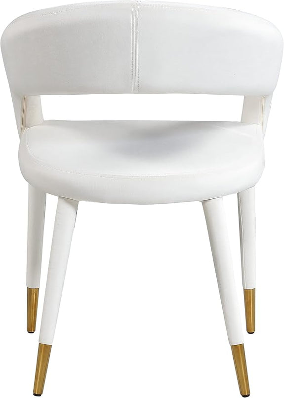 Meridian Furniture Destiny Collection Modern | Contemporary Velvet Upholstered Rounded Back Dining Chair, 23" W x 23" D x 31.5" H, Cream - LeafyLoom