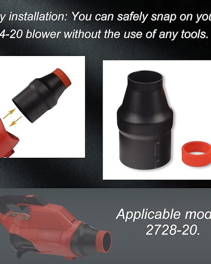 Car Drying Nozzle with Red Soft Tip Cover for Milwaukee M18 Fuel Single Battery Leaf Blowers Fits 2724-20 and 2728-20 - LeafyLoom