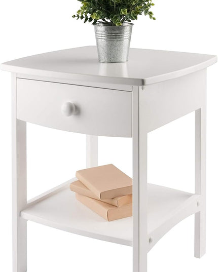 Winsome Basics Solid Wood End Table Nightstand - LeafyLoom