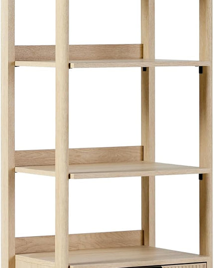 Walker Edison Modern Narrow Open Bookshelf Bottom, 22 Inch, One-Drawer Coastal Oak - LeafyLoom