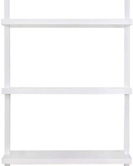 Nathan James 65506 Theo 5-Shelf White Modern Bookcase, Open Wall Mount Ladder Bookshelf with Industrial White Metal Frame, White - LeafyLoom