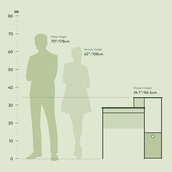 Furinno Econ Multipurpose Home Office Computer Writing Desk, Sonoma Oak/Ivory - LeafyLoom