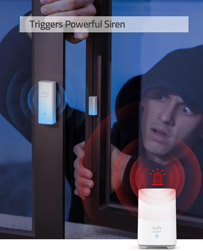 eufy Security Entry Sensor, Detects Opened and Closed Doors or Windows, Door Monitoring, Sends Alerts, Triggers Siren, 2-Year Battery Life, Indoor Use Only, Requires HomeBase, 24/7 Monitoring Optional eufySecurity