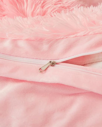 FOPPA pink fluffy Comforter Cover Set king- Ultra Soft fluffy Pink Bedding Sets 3 Pieces (1 Duvet Cover + 2 Pillow case) pink fluffy bed set (Light Pink, King) - LeafyLoom