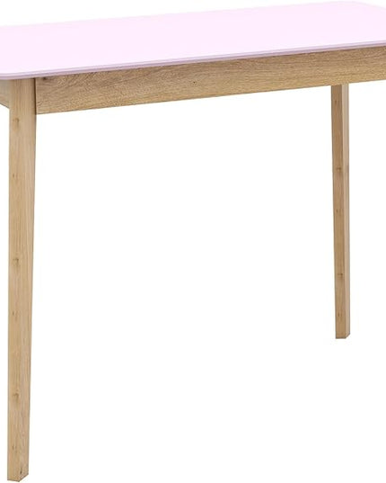 TaoHFE Pink Vanity Desk with Solid Rubber Wood Legs Glossy Pink 39 Inch Vanity Table Computer Desk for Home Small Spaces Girl Makeup Desk Modern Vanity Desk No Mirror Dressing Table for Bedroom - LeafyLoom
