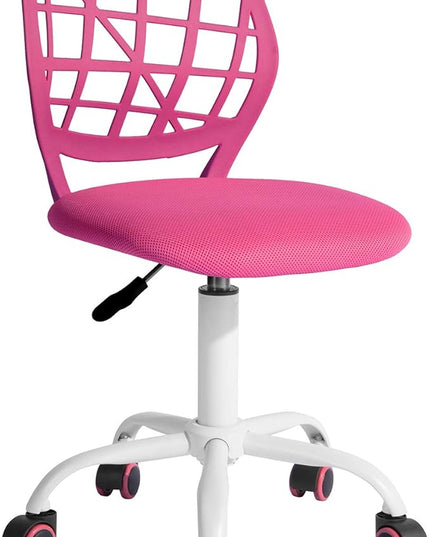 FurnitureR Kids Desk Chair, Armless Small Office Chair Adjsutable Swivel Task Chair with Soft Cushion for Study Kids Teens Child, Pink - LeafyLoom