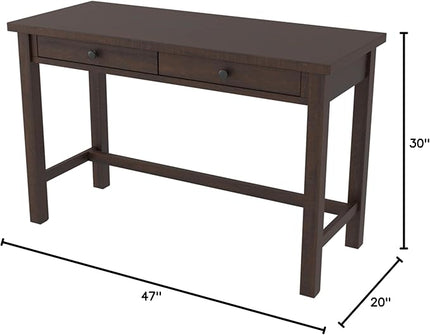 Signature Design by Ashley Camiburg Modern Home Office Writing Desk with Drawers, Warm Brown - LeafyLoom