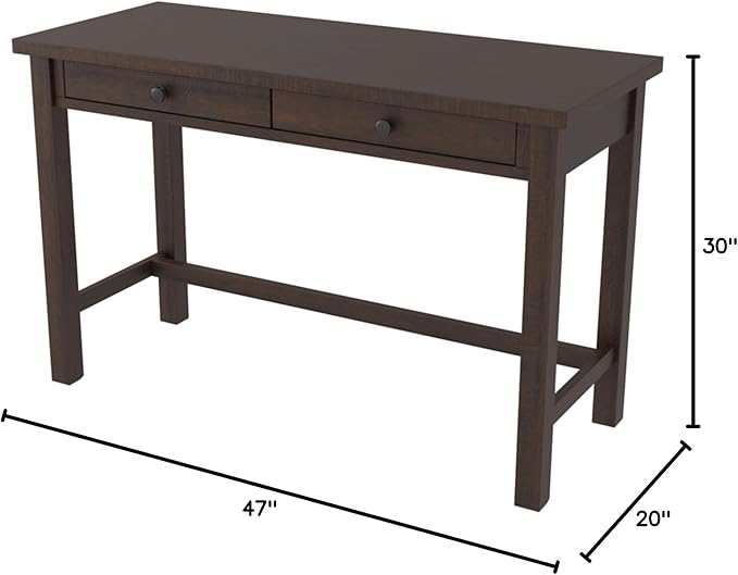 Signature Design by Ashley Camiburg Modern Home Office Writing Desk with Drawers, Warm Brown - LeafyLoom