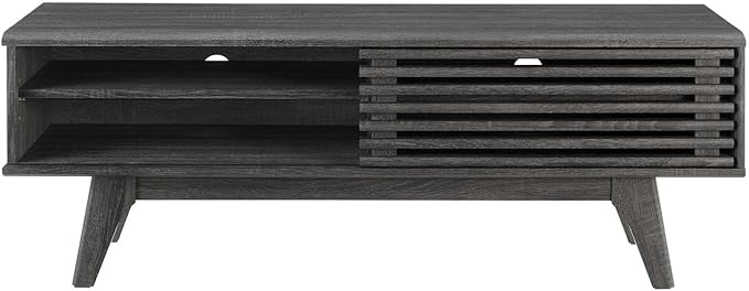 Modway Render Mid-Century Modern Low Profile 48 Inch TV Stand in Charcoal, 48" - LeafyLoom