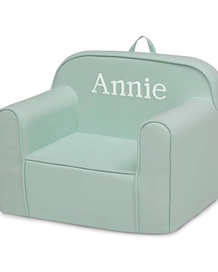 Delta Children Personalized Cozee Chair - Customize with Name – Foam Kids Chair for Ages 18 Months and Up, Sage - LeafyLoom
