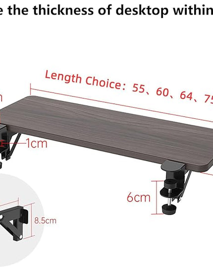 Ergonomics Desk Extender Tray, 25.2"x9.5" Punch-Free Clamp on, Foldable Keyboard Drawer Tray, Table Mount Arm Wrist Rest Shelf, Computer Elbow Arm Support - LeafyLoom