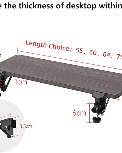 Ergonomics Desk Extender Tray, 21.7"x9.5" Punch-Free Clamp on, Foldable Keyboard Drawer Tray, Table Mount Arm Wrist Rest Shelf, Computer Elbow Arm Support - LeafyLoom