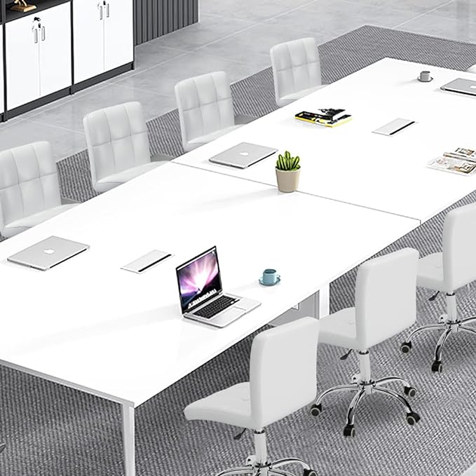 360° Office Desk Chair,PU Adjustable Rolling Task Chair with Backrest for Barber,Office,Home, Computer,360° Swivel,Armless (white) - LeafyLoom