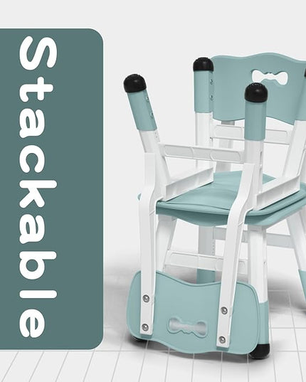 Adjustable Kid Chairs Indoor 3 Level Adjustable Suitable for Children Age 2-6. Maximum load-bearing 220LBS Suitable for Family Classroom and Nursery Child Seat Set (2-Pack-Ink Blue) - LeafyLoom