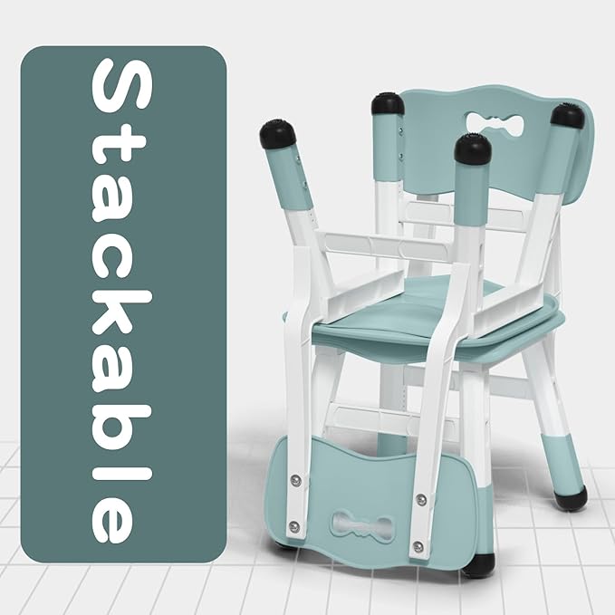 Adjustable Kid Chairs Indoor 3 Level Adjustable Suitable for Children Age 2-6. Maximum load-bearing 220LBS Suitable for Family Classroom and Nursery Child Seat Set (2-Pack-Ink Blue) - LeafyLoom