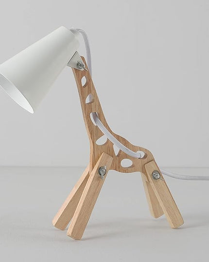 Globe Electric 52210 Gigi Giraffe 11" Wooden Novelty Lamp, White Shade, in-Line On/Off Rocker Switch - LeafyLoom