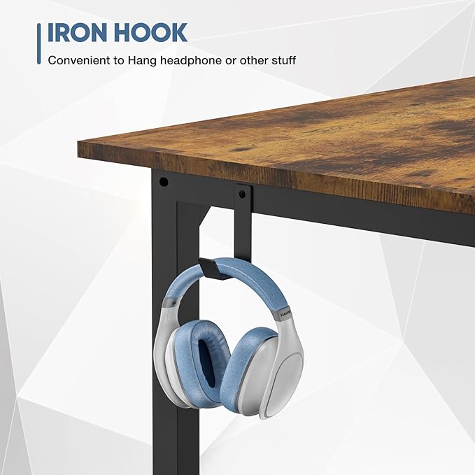 32 Inch Small Office Desk Modern Simple Style Writing Study Work Computer Table for Home Bedroom, Rust Brown - LeafyLoom