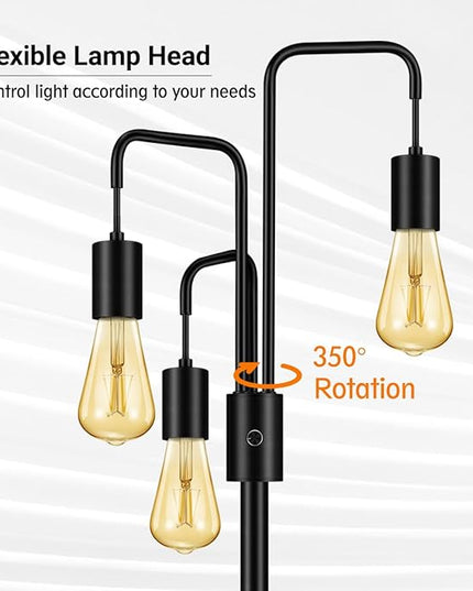 BoostArea Industrial Floor Lamp for Living Room,Modern Standing Lamp Stand Up Lamp with 3 Light, Bulbs Not Included,Simple Design Floor Lamp for Bedroom, Living Room, Office, Kids Room, Reading - LeafyLoom