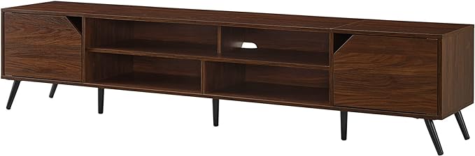 Walker Edison Nora Modern Minimal Open-Shelf Stand for TVs up to 90 Inches, 80 Inch, Dark Walnut - LeafyLoom