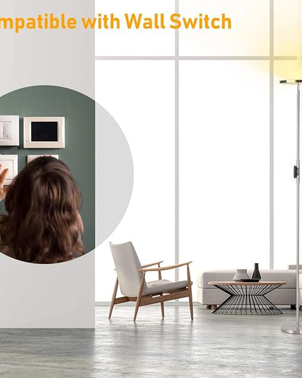 Floor Lamp,30W/2400LM Sky LED Modern Torchiere 3 Color Temperatures Super Bright Floor Lamps-Tall Standing Pole Light with Remote & Touch Control for Living Room,Bed Room,Office (Brushed Nickel) - LeafyLoom