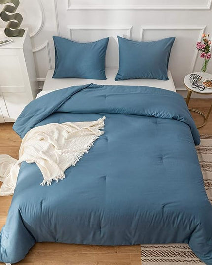 Lake Blue Comforter Queen Blue Bedding Set 3 Pieces Light Blue Comforter Set 1 Blue Queen Comforter with 2 Pillowcases - LeafyLoom