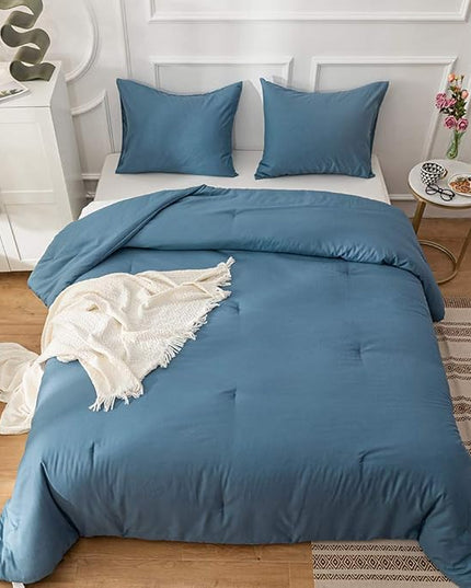 Lake Blue Comforter Set King Solid Blue Bedding Quilt Set Men Bright Blue Blanket Set Adult Lightweight Breathable Durable Royal Blue Comforter Set Women Bed Comforter Set Breathable Bedding - LeafyLoom