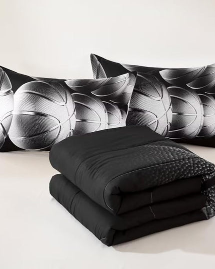 Basketball Comforter Set Queen Size for Boys Kids Teens All Season Sports Theme Basketball Bedding Sets Teenage Bedrooom Bed Set 3 Pieces with Pillowcases, - LeafyLoom