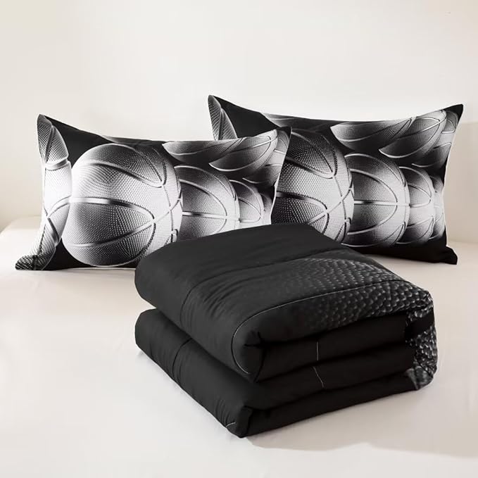 Basketball Comforter Set Twin Size for Boys Kids Teens All Season Sports Theme Basketball Bedding Sets Teenage Bed Bedrooom Set 3 Pieces with Pillowcases, - LeafyLoom
