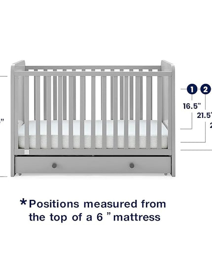 babyGap by Delta Children Graham 4-in-1 Convertible Crib with Storage Drawer TrueSleep Crib and Toddler Mattress (Bundle), Grey/Dark Grey - LeafyLoom