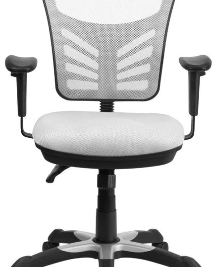 Flash Furniture Nicholas Mid-Back Swivel Office and Gaming Chair, Ergonomic Mesh Office Chair with Adjustable Lumbar Support and Height, White - LeafyLoom