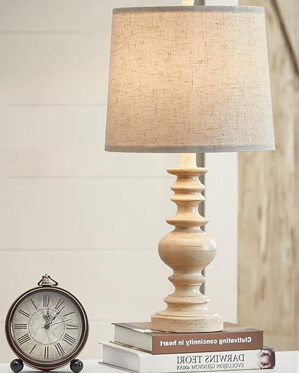 BOBOMOMO Resin 20.5" Farmhouse Lamps for Bedrooms Retro Side Table Lamps Bedside Lamp for Side Nightstand Living Room,Suitable for Decorating Small Areas（1 Pack） - LeafyLoom