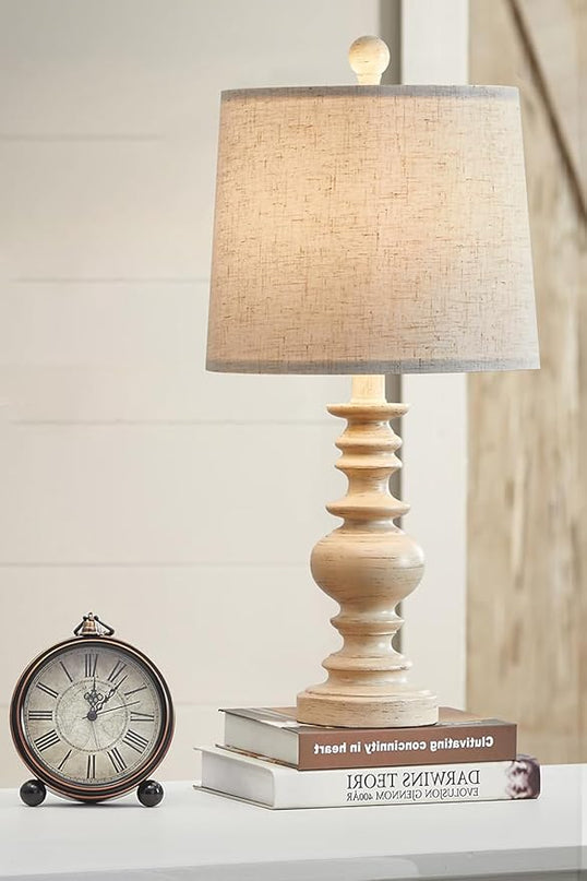 BOBOMOMO Resin 20.5" Farmhouse Lamps for Bedrooms Retro Side Table Lamps Bedside Lamp for Side Nightstand Living Room,Suitable for Decorating Small Areas（1 Pack） - LeafyLoom