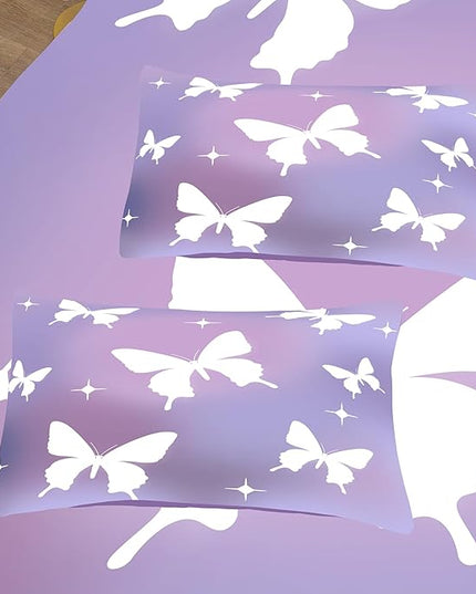 Tailor Shop Butterfly Comforter Sets Full Size,Purple Butterfly Bedding Sets for Girls Kids Teens with 2 Pillowcase… - LeafyLoom