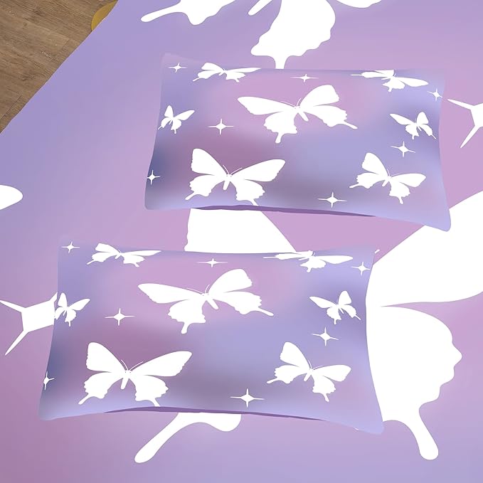 Tailor Shop Butterfly Comforter Sets Full Size,Purple Butterfly Bedding Sets for Girls Kids Teens with 2 Pillowcase… - LeafyLoom