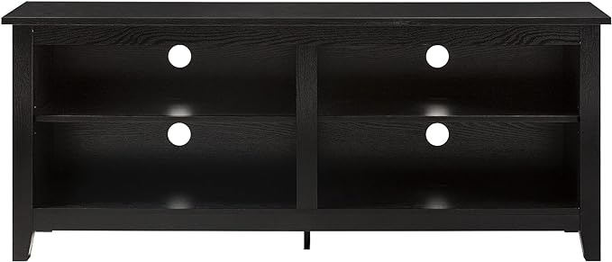 Walker Edison Wren Classic TV Console Entertainment Media Stand with Storage for Televisions up to 65 Inches, 58 Inch, Black - LeafyLoom
