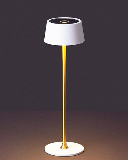 DAWALIGHT Cordless Lamp 4000mAh Rechargeable tbale lamp LED Desk Lamp Stepless Dimming White and Gold Battery Operated Portable Cordless 2700K White Base - LeafyLoom