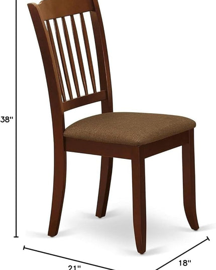 East West Furniture DAC-MAH-C Danbury Dining Room Chairs - Linen Fabric Upholstered Solid Wood Chairs, Set of 2, Mahogany - LeafyLoom