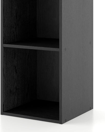 Apexa 2 Cube Storage Organizer Shelves, Stackable Wood Bookcase Fits Cubby Bins for Organization, Dorm Teen Room Decor & Home Office, Black - LeafyLoom