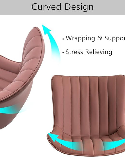 YOUNIKE Armless Office Chair with Wheels Leather Swivel Desk Chair Upholstered Adjustable Computer Task Chair Modern Rolling Vanity Chair Rocking Gaming Chair Dusty Rose Pink - LeafyLoom