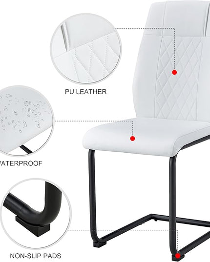NicBex Dining Chairs Set of 6 Modern Faux Leather High Back Dining Room Kitchen Chairs with Black Metal Legs,Side Chairs for Dining Room, Kitchen,Living Room, and Restaurants,White - LeafyLoom