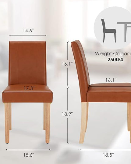 Dining Chairs, Kitchen Chairs Set of 2 with Solid Wood Legs, Armless Upholstered Indoor Kitchen Dining Room Chairs for Dining Room, Kitchen Chairs Parson Chairs - LeafyLoom