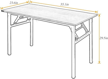 SogesGame Computer Desk,55 Inch Modern Simple Style Folding Tables,Home Office Writing Desk, Space Saving Foldable Table, No Install Needed, Retro Black - LeafyLoom