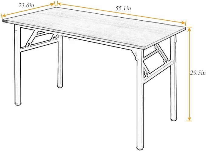 SogesGame Computer Desk,55 Inch Modern Simple Style Folding Tables,Home Office Writing Desk, Space Saving Foldable Table, No Install Needed, Retro Black - LeafyLoom