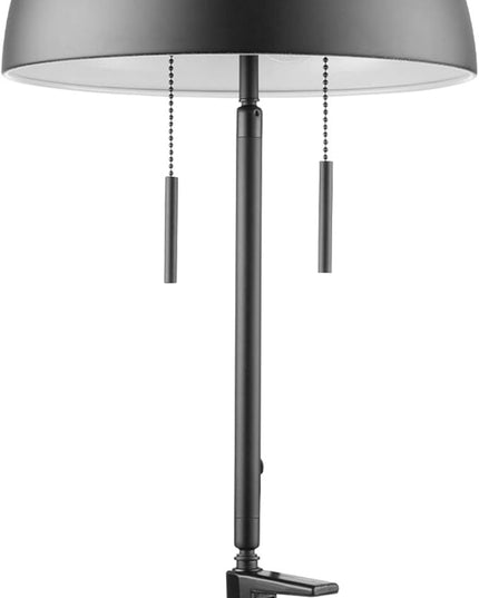 Globe Electric 52883 Luna 18" 2-Light Clamp-Arm Desk Lamp, Matte Black, Mushroom Shade, Double On/Off Pull Chains - LeafyLoom