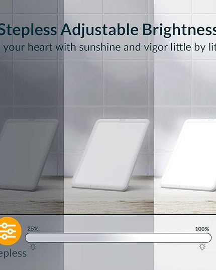 Light Therapy Lamp, Sun Lamp with 10000 Lux LED UV-Free, Seasonal Light for Happy Mood with 9 Adjustable Brightness & Timer, Wall Mountable, Flexible Lighting Angle for Home Office Traveling - LeafyLoom