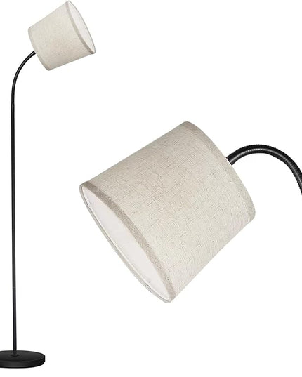 LED Floor Lamp, Standing Lamp for Living Room with Linen Lamp Shade,Adjustable Gooseneck Modern Reading Light,Floor Lamps for Bedroom,Office,Farmhouse,12W LED Bulb Included - LeafyLoom
