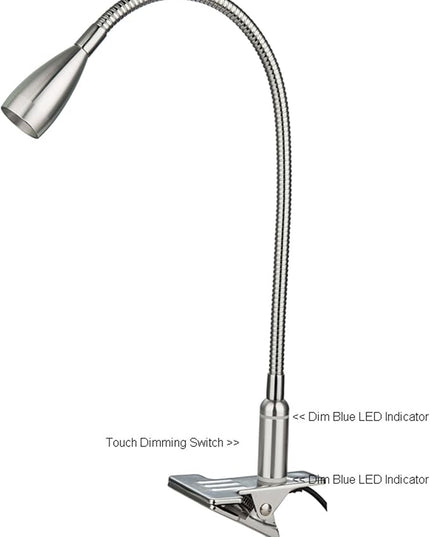 Touch Switch Stepless Dimmable Flexible Clip On Desk Lamp/Clip on Lights Dimming Clamp Table Lamp/Clamp on Lights for Reading/Working/Study/Bedside/Bedroom/Book Lights(Warm White3000-3200K) - LeafyLoom