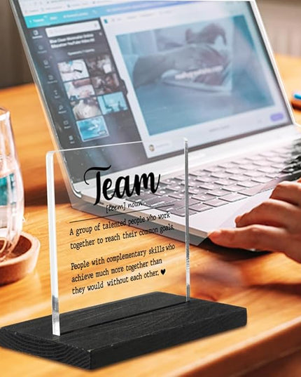 Team Gifts for Employees, Team Definition Teamwork Sign, Motivational Quotes for Desk, Inspiration Work Gifts, Desk Coworker Gifts for Women Office Work Bestie Gifts for Women YTZ76 - LeafyLoom
